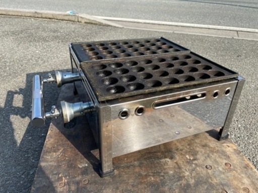 ■中古品 たこ焼き器 ＬＰガス（プロパン） 28穴ｘ2連 穴37φ サイズ：410ｘ480ｘ190ｍｍ 動作問題なし■