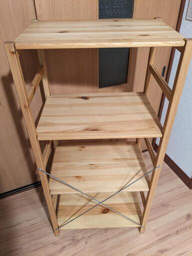 ■　無印良品、パイン無垢材、棚、ユニットシェルフ、4段、山梨県甲斐市 パイン材ユニットシェルフ・帆立ワイド・小 | 無印良品 □ 無印良品
