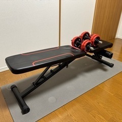 折りたたみ式トレーニングベンチ＋ダンベル