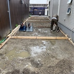 外構工事、エクステリア、土間コン打設