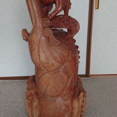 木彫り 獅子？（狛犬 シーサー バロン）