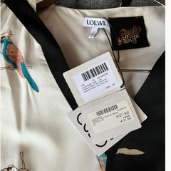 東京港区店舗 値札19万タグ ロエベ LOEWE オウムプリント ラッフル