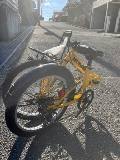 HUMMER ノーパンク　折りたたみ自転車 黒・黄色 前カゴ付き HUMMER ノーパンク折りたたみ自転車 黒・黄色 前カゴ付き