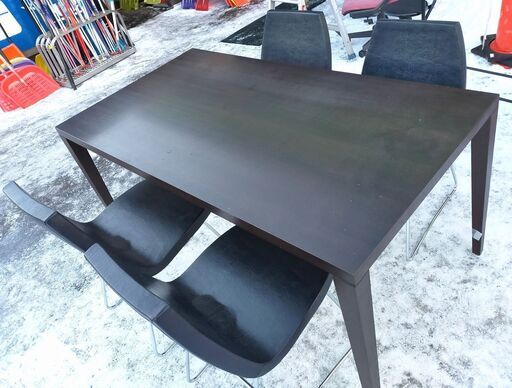 ② SOGOKAGU 相合家具 ダイニング5点セット 幅約150cm 奥行き約80cm テーブルモデル WT SERIES チェア 八木コレクション NEO FORM レザー張り