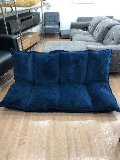 ▼値下げ▼【展示品・未使用品】2人掛けリクライニングソファ 肉厚フロアソファ ブルー 参考価格20,990円自社配送時代引き可※現金、クレジット、スマホ決済対応※