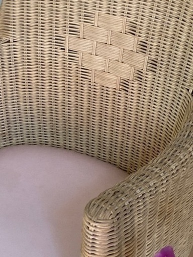 ラタンアームチェア2脚セット ビンテージラタン ダイニングチェア 2脚