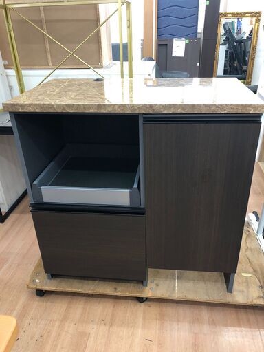 レンジ台 キッチン収納 ゴミ箱付き キッチン家具 自社配送時代引き可※現金、クレジット、スマホ決済対応※