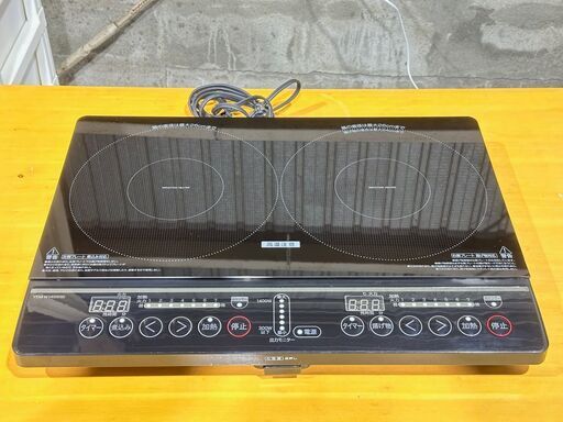★YAMAZEN 山善★ IH2口コンロ YEM-W1456 2020年 50-60Hz 100V 新生活 楽々お手入れ 1400W 右側揚げ物