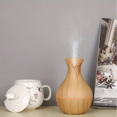 【新品・未使用】　花瓶型加湿器　アロマディフューザー木目　200ml