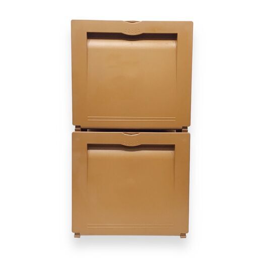 24Y013 ジA Tupperware タッパーウェア チェスト 2台セット ドア付き 2段引出し 収納 ケース　中古
