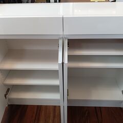 キッチンカウンター 鏡面 ホワイト 白 食器棚 キッチン収納 サイズ（約