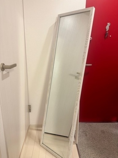 美品！全身鏡　ホワイト (White Mirror Stand)