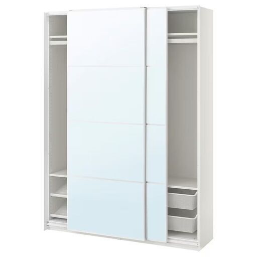 【極上品・IKEA】 高級ガラス扉仕様PAX/AULI・ワードローブ　LED付（システム収納クローゼット）＜10万円相当＞ #19