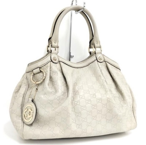 ★値下げしました★J3286 GUCCI スーキー ハンドバッグ グッチシマ レザー ホワイト 211944