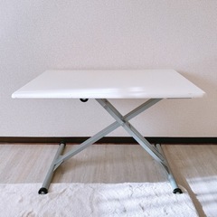 昇降式　テーブル　デスク　机　ホワイト　高さ調節テーブル　