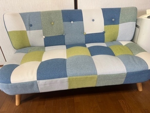 LIVING HOUSE. 2.5人掛け ソファ ファブリック グレー×ボルドー 幅：約