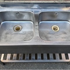 業務用 2槽シンク 幅1200×奥600×高さ800+90(mm) 流し台 キッチン 手洗い場 厨房 二層 二槽 2層 業務用シンク 厨房機器 厨房用品 大阪発 