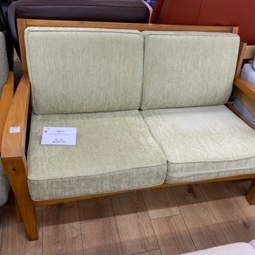 2人掛けソファー SCANTEAK 布IKON ライトグレー×ブ  ラウン 189
