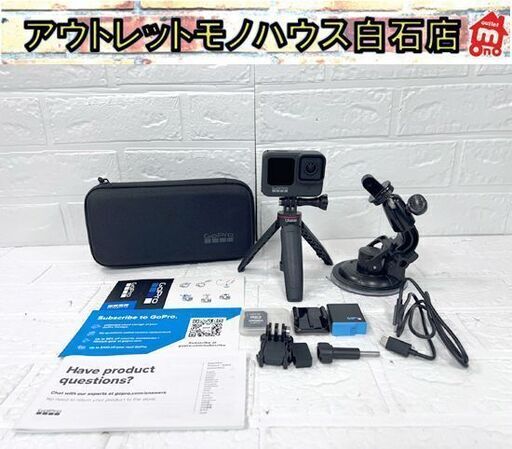 GoPro HERO9 BLACK ゴープロ ヒーロー9 ブラック アクションカメラ 純正携帯用ケース ミニ三脚(社外品) 吸盤マウント付き【中古品】☆札幌市白石区 白石店