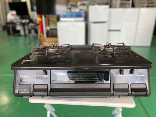 大阪⭐️エコマックス♻️「S71」LPガス用 パロマ 2口 ガスコンロ ガステーブルIC-N86BS-R 右強火力｜ 水無片面焼きグリル ホーロートップ