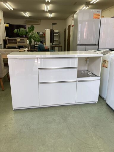 【お取引中】大塚家具 パモウナ システムK ホワイトエナメルキッチンカウンター キッチン収納 引き出し収納 食器棚 キッチンボード★7432★
