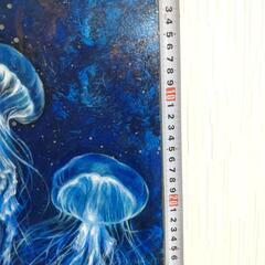 クラゲの油絵【浮遊】1点物の原画キャンバス