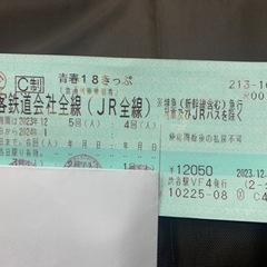 【値引き中】青春18切符　残2回分　1/9(火)手渡し