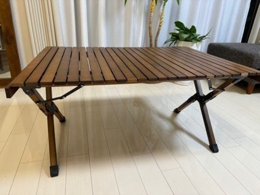【美品】ハイランダー ウッドロールトップテーブル 折りたたみテーブル 90