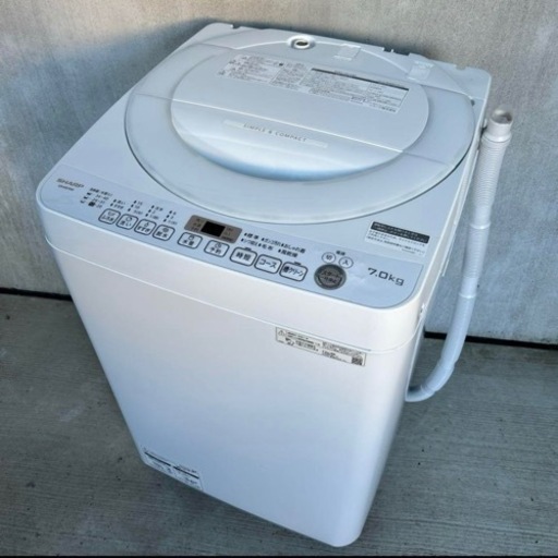 管理NO.0005 SHARP 全自動電気洗濯機 ES-KS70W-W 21年製