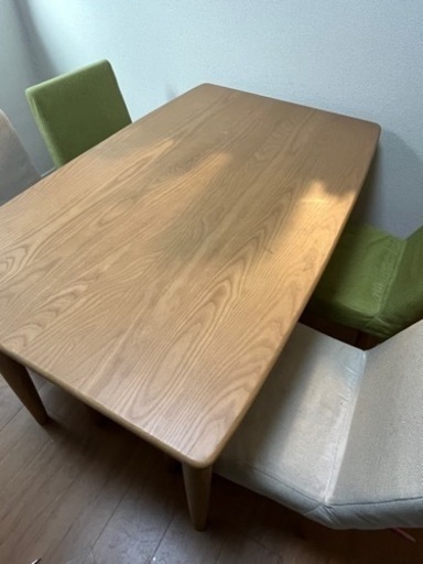 【お値下げしました！】家具 ダイニング テーブル ダイニングセット 4人掛け ナチュラル 北欧系 丸み おしゃれ カバーで好きな色に