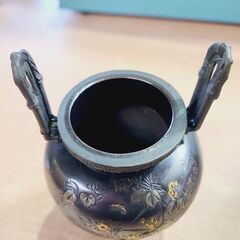 愛品館 市原店】玉型獅子蓋青銅香炉 大峰作