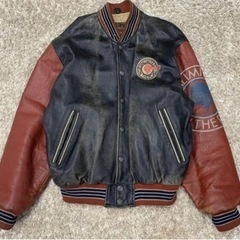 レザースタジャン ヴィンテージ 革ジャン スタジアムジャンバー 防寒