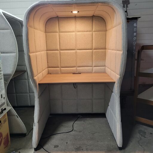 DRAFT COOM 防音 1人用ブース デスク 机  ダウンライト 音遮断 サイズW1000 x D900 x H1600 x DH700mm 85kg 残3 菊TK