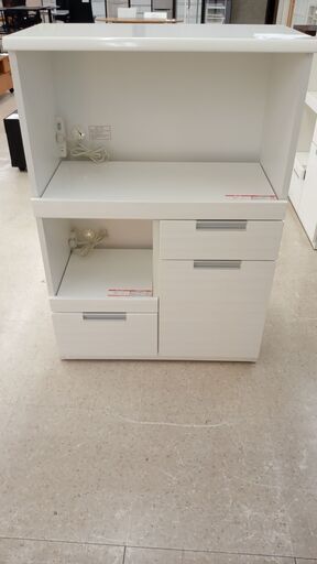 ☆ジモティ割あり☆ レンジ台 白 H115.5×D42×W80 クリーニング済み