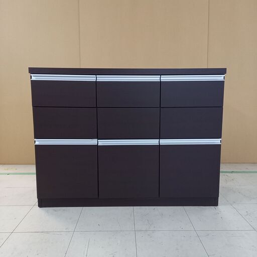 未使用訳あり スクエアキャビネット　幅109 引出しタイプ ブラウン モダン 家具 インテリア キャビネット リビング収納 引出