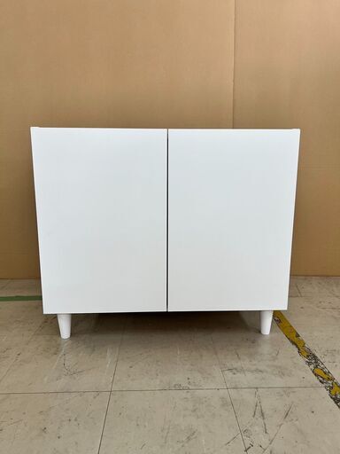 未使用訳あり 幅80 奥行39 高さ68.5 ホワイト キャビネット 木製 収納棚 リビング 収納 棚 ラック 扉付き リビングボード ローボード