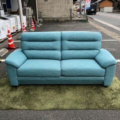 ▽値下げ▽3人掛けソファ ニトリ ターコイズブルー 背もたれ取り外し可 