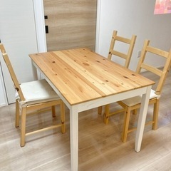 IKEA イケア　ダイニングテーブル　チェア4脚セット　専用クッ...