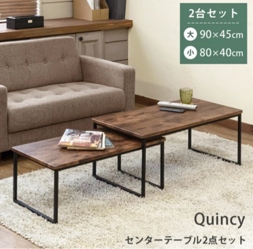 センターテーブル2点セット　Quincy　VBR