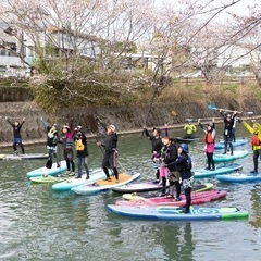 桜満開の仁淀ブルーでお花見SUP - スポーツ