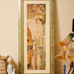 イタリア製 グスタフ・クリムト Gustav Klimt「母と子」絵画 金ラメ印刷加工 アートポスター 額装品
