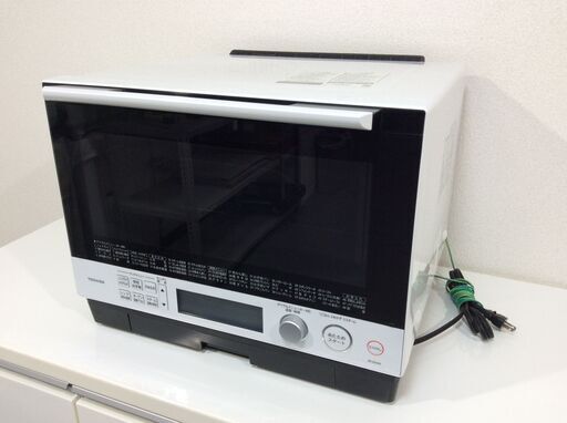 (3/11受渡済)YJT7991【TOSHIBA/東芝 オーブンレンジ】2021年製 石窯ドーム ER-VD100-W 家電 キッチン フラットテーブル 縦開き