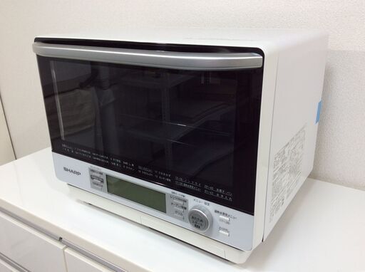 (2/23受渡済)YJT8070【SHARP/シャープ オーブンレンジ】美品 2017年製 RE-V100A-W 家電 キッチン スチームオーブン 縦開き