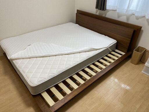 中古クイーンベッドセット 中古品】マーヴィン すのこベッド 棚