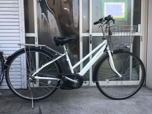 地域限定送料無料　バッテリー新品　ヤマハ　パス　シティ　新基準　27インチ　内装8段変速　白　アシスタ　ビビ　神戸市　電動自転車