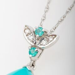 K18WG カルセドニー・パライバトルマリン・ダイヤモンド ネックレス