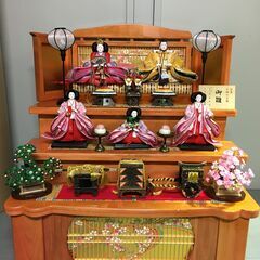 A609　雛飾り　ひな人形　三段五人飾り　ひな祭り　桃の節句　横幅90㎝　セット