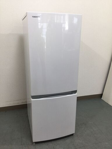 （1/17受渡済）JT8031【TOSHIBA/東芝 2ドア冷蔵庫】美品 2018年製 GR-M15BS-W 153L 右開き 重量43kg 家電 キッチン 冷蔵冷凍庫