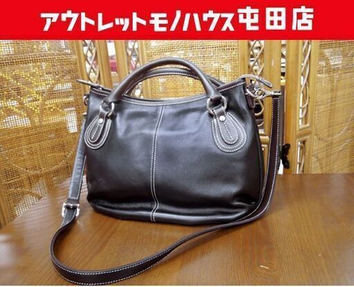 SOMES SADDLE ハンドバッグ 本革 ブラック ショルダーストラップ付き ソメスサドル 黒色 札幌市北区屯田