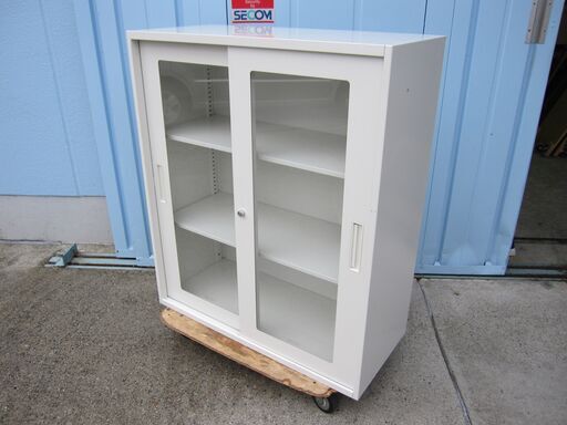 引違書庫　ガラス　ホワイト　鍵無し/作成可能1100円/本